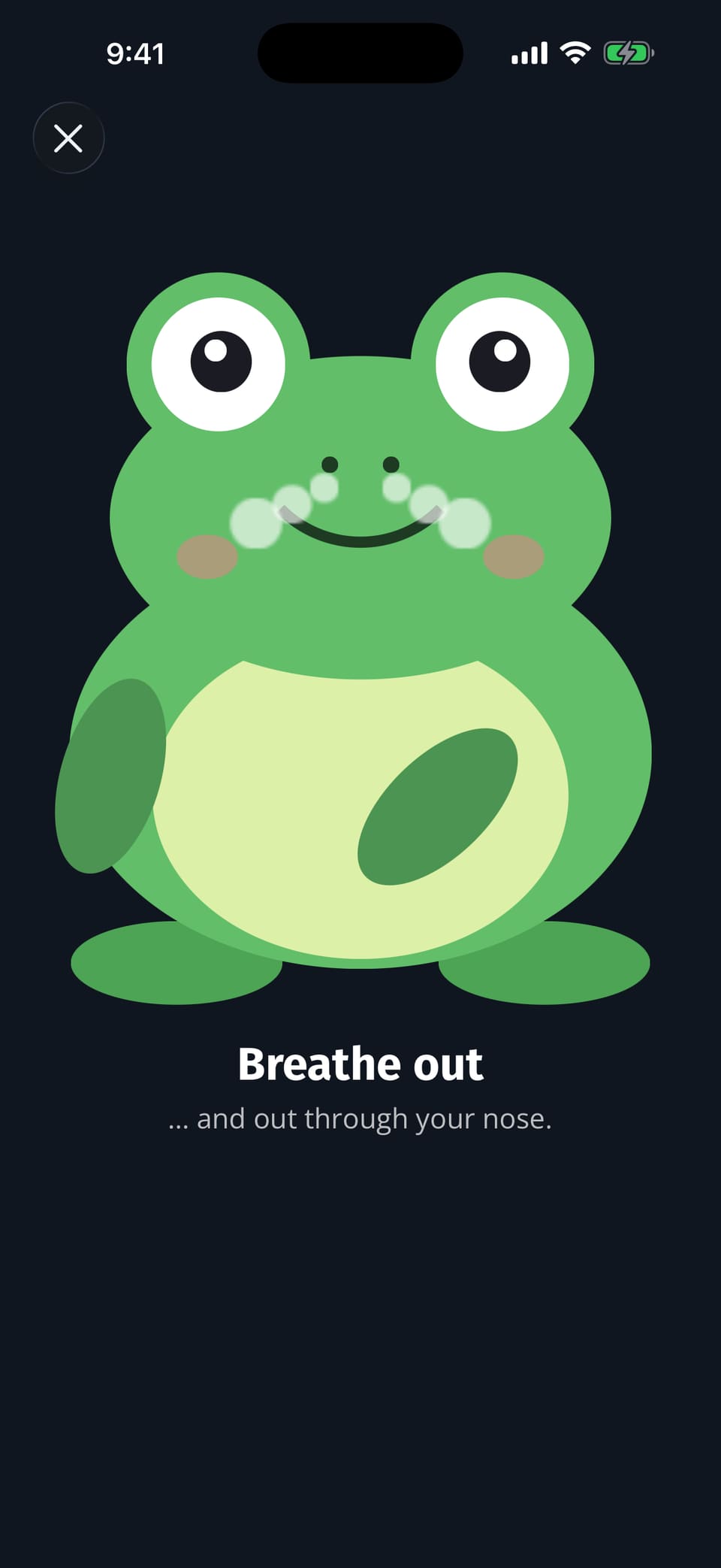 Fridolin demonstrates breathing out through the nose